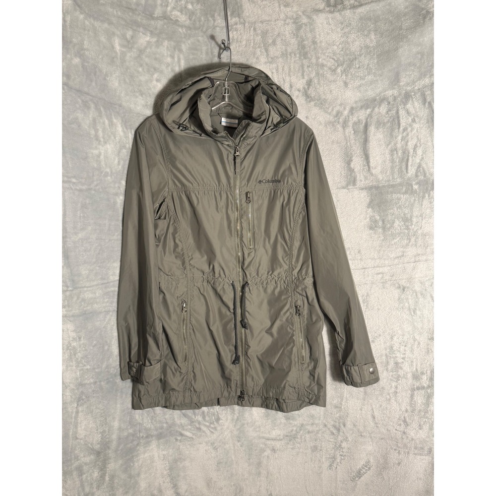 Columbia Womens Hooded Jacket‎ Olive Green Full Zip Drawstring Size small